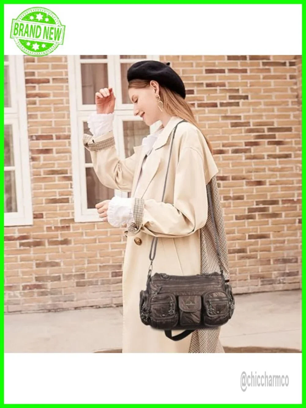 Vegan Leather Hobo Bag with Multiple Pockets for Women